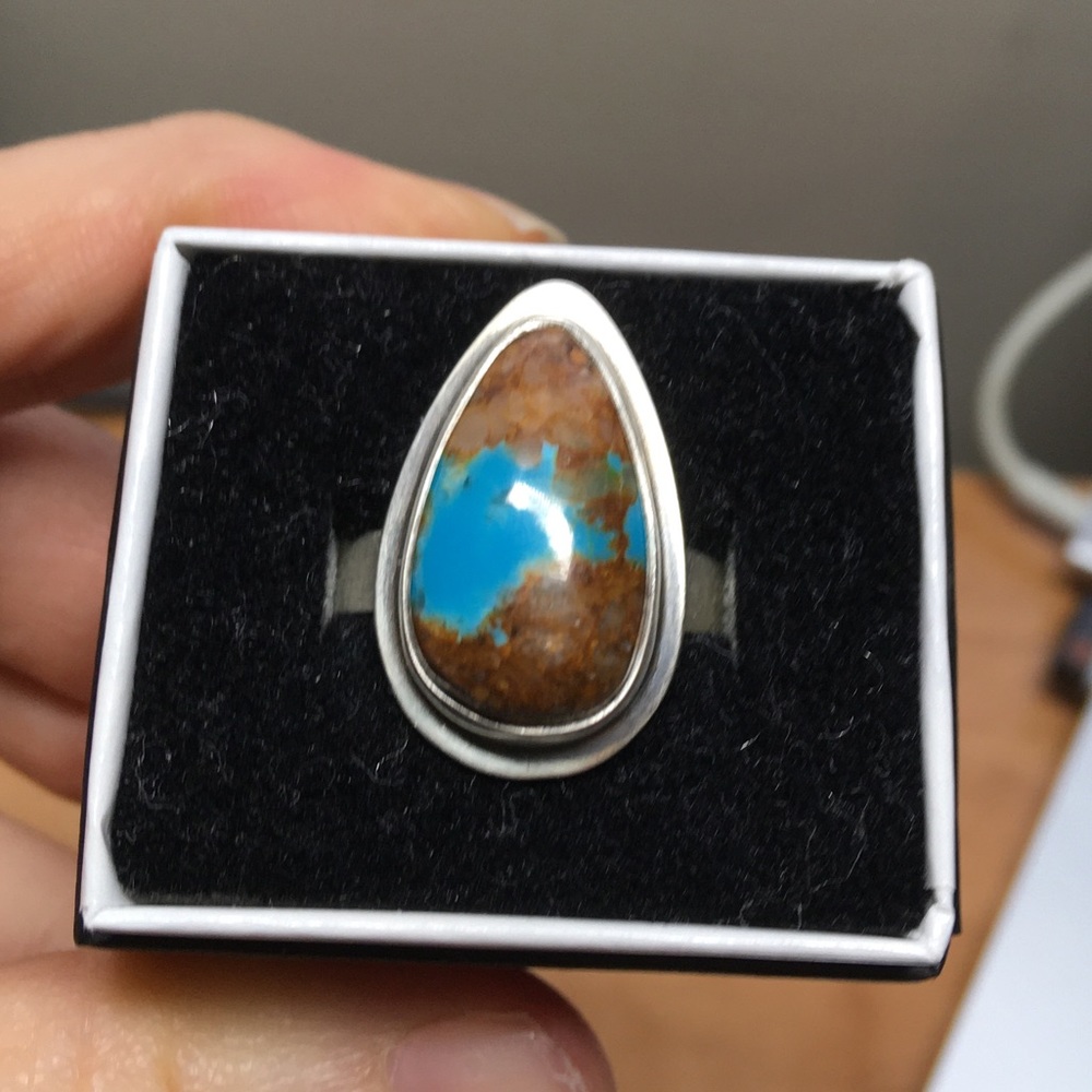 Turquoise ring from AztexSilver (Etsy)